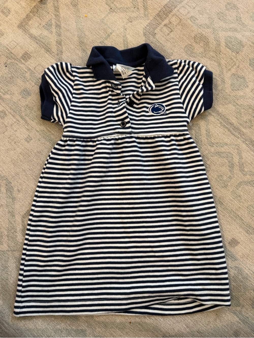 Penn state Striped Navy & White baby Polo Dress - Collegiate Logo
